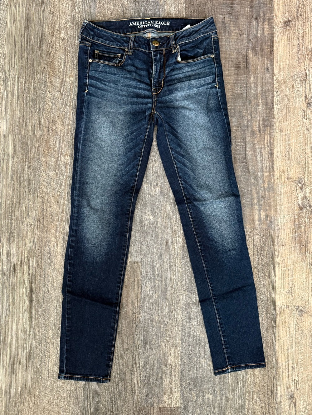 American Eagle Outfitters Dark Blue Faded Skinny Jeans AEO Denim Size 6 - Picture 2 of 12
